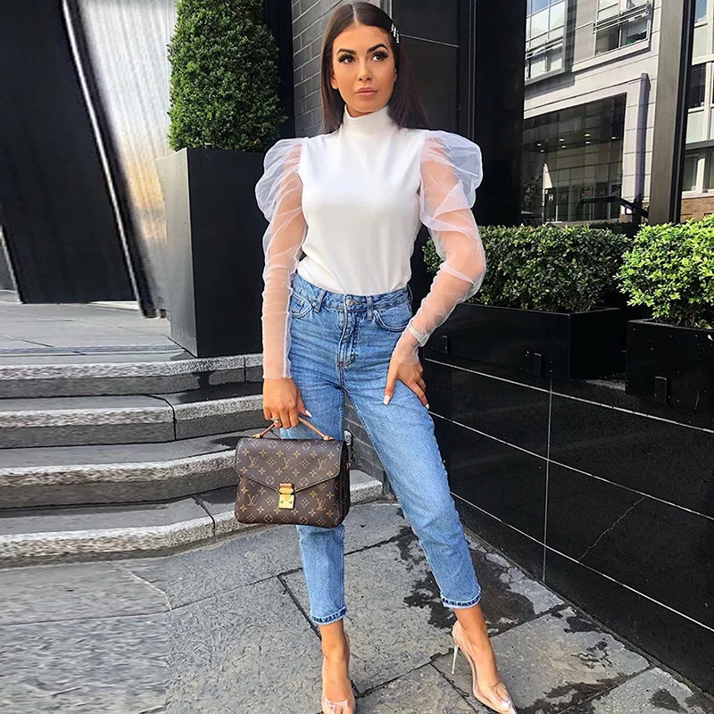 puff mesh sleeve shirt women09