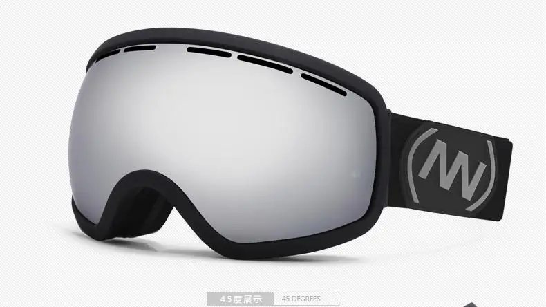 NANDN зимние для женщин мужчин лыжные очки анти туман Спорт на открытом воздухе Сноуборд мотокросса скалолазание любовник очки NG2(без чехол - Цвет: black silver
