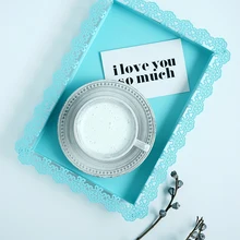 SWEETGO синий торт металлический поднос гладить кружева край прямоугольника пластина для свадьбы события вечерние торт инструменты украшения испечь посуда