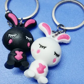 

FREE shipping by FEDEX 100pcs/lot 2015 Silicone Shy Rabbit Keychains Lovely Animal Keyrings Gifts