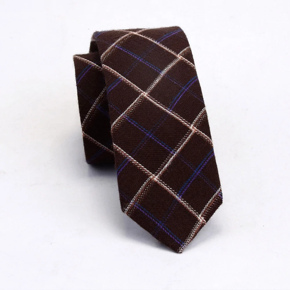 GUSLESON качественный хлопковый Тонкий Галстук Модные 6 см шерстяные кашемировые галстуки для мужчин свадебные галстуки узкие клетчатые вечерние галстуки Gravatas - Цвет: 15