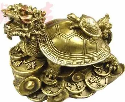 

lucky Chinese handwork Bronze Fengshui Dragon Turtle Statue
