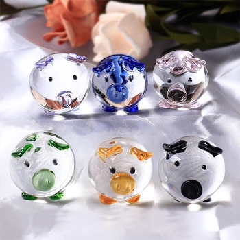 

K9 Crystal Pig Figurines Miniatures Glass Animal Miniature House Decoration Fengshui Crafts Cute Ornaments