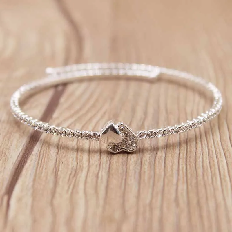 

S925 needle simple design fashion party Brand Designer Charming Bride Wedding Crystal Bracelet Shiny Rhinestone Chain Bracelet