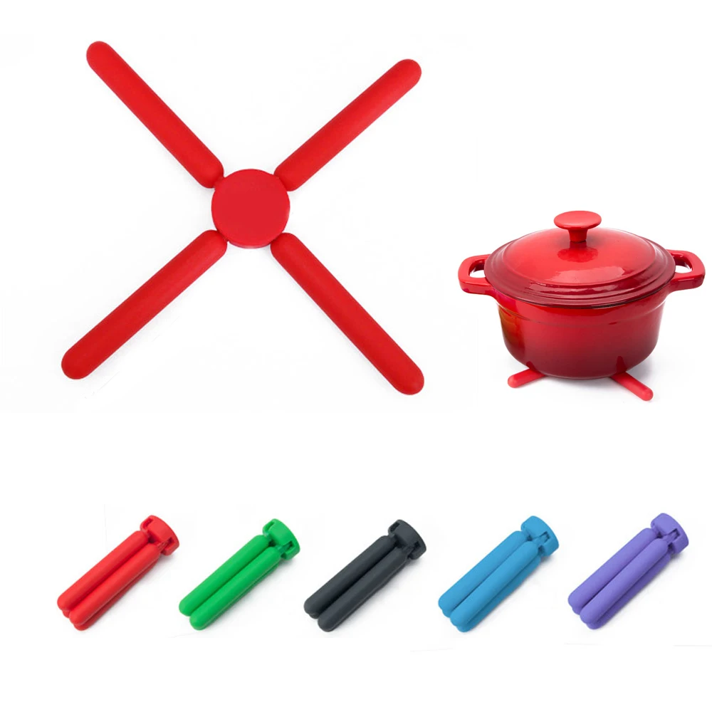 

1Pcs Non-slip Foldable Silicone Trivets, Collapsible Cross Design Silicone Trivets in Cute Colors, Silicone Pot Holder