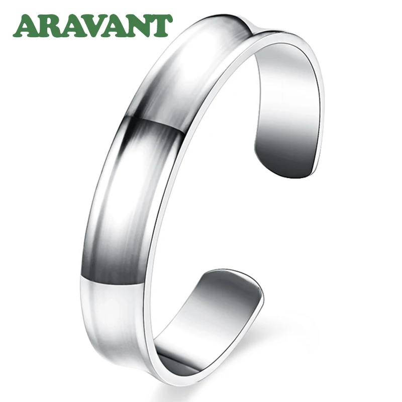 925 Silver Smooth Open Cuff Bracelets&Bangles For Women Fashion Silver Jewelry