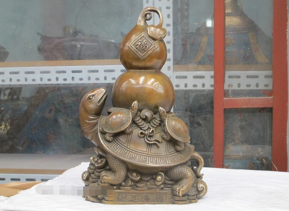 

13.5"China bronze Bi Coin wealth Money Treasures Turtle god bless