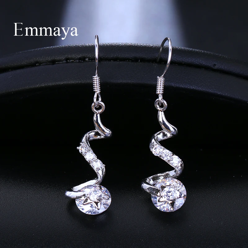 

EMMAYA Hot Elegant 2 Colors Heliciform Pendant Shape jewelry Long Drop AAA CZ for Beautiful Women Girl Party Wedding