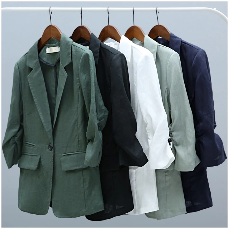 

womens blazer Cotton and linen suit jacket female spring new retro casual British wind suit women blazers and jackets blazer