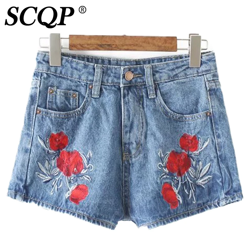 

Embroidery Vintage Floral Jeans Slim Women Casual Shorts Denim Pants Ladies Jeans 2016 Summer Autumn Zipper Women Jeans Pants