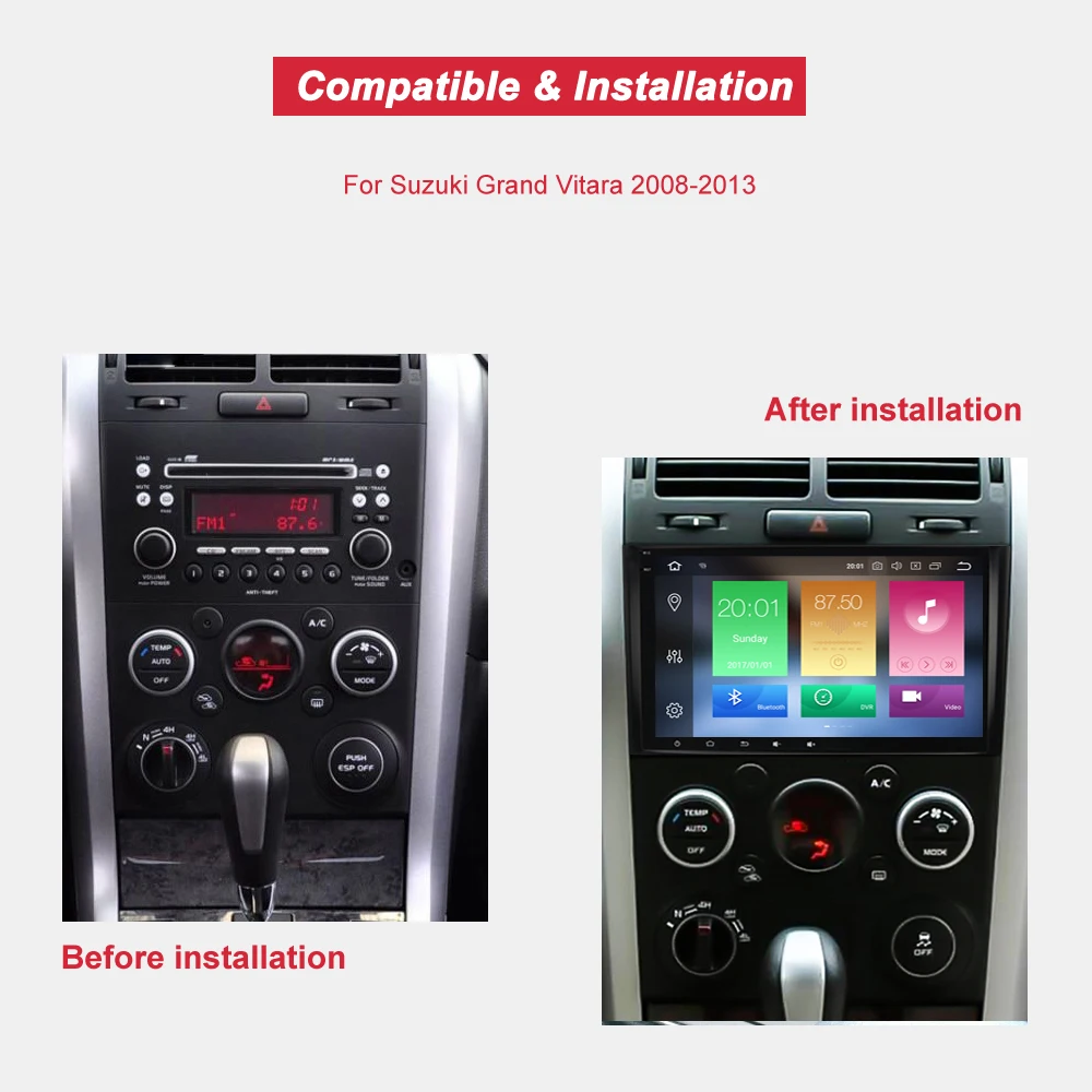 Perfect Bonroad 8"Android 8.0 Car Multimedia player For Suzuki Grand Vitara 2008-2013 Radio GPS Navigation Video Audio Player wifi BT 5