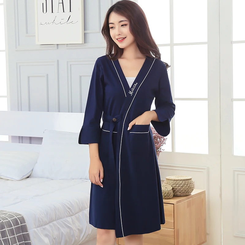 Pure cotton night-robe for Women Long Kimono Robe Sexy Party Wedding Robes Ladies Modal Loungewear Nightgown Bathrobe Pure cotton night-robe for Women Long Kimono Robe Sexy Party Wedding Robes Ladies Modal Loungewear Nightgown Bathrobe