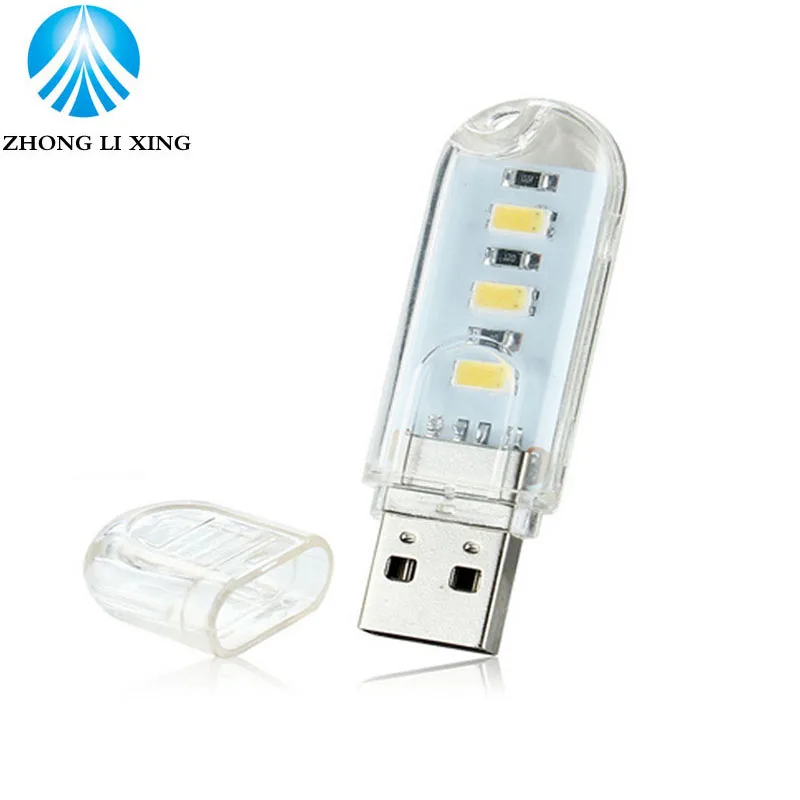 

1Pcs New Mini USB LED lamp Book lights 3 LEDs 5730 SMD 1.5w Camping Bulb Nightlight For PC Laptops Notebook Reading Night light