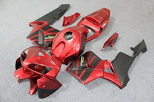 

Candy Red w/ Black ABS Plastic Molding Kit Complete Motorcycle Injection Fairing Kit Bodywork for 2005-2006 Honda CBR 600 RR