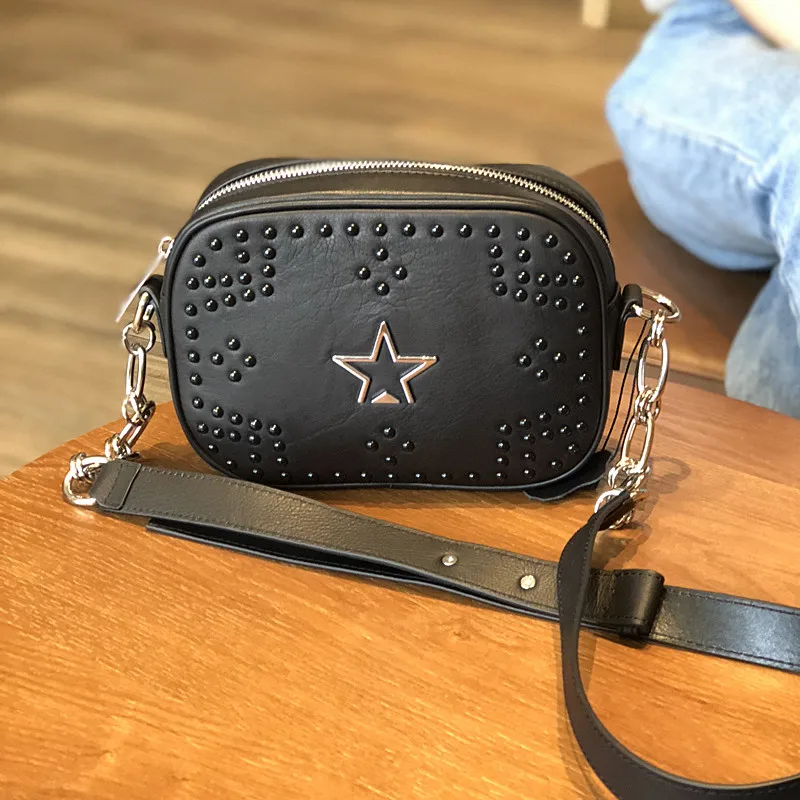 ALAVCHNV original design new ladies leather cowhide rivet Messenger bag