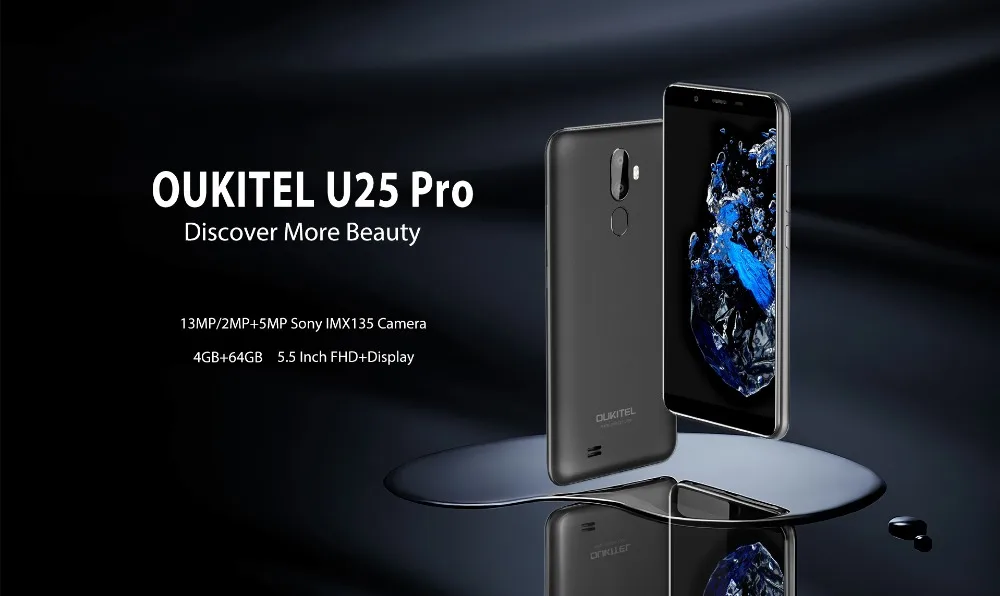 OUKITEL U25 Pro 5,5 ''FHD экран смартфон MT6750T Восьмиядерный 4 Гб 64 ГБ Android 8,1 13 МП+ 2 Мп камера отпечаток пальца 3200 мАч телефон