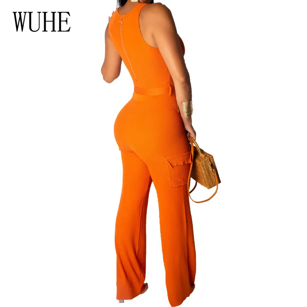 WUHE Urban Casual Fashion Women's Belt Pitted Jumpsuits Elegant Bodycon Bandage Loose Playsuits Femme Summer Macacao Feminino WUHE Urban Casual Fashion Women's Belt Pitted Jumpsuits Elegant Bodycon Bandage Loose Playsuits Femme Summer Macacao Feminino