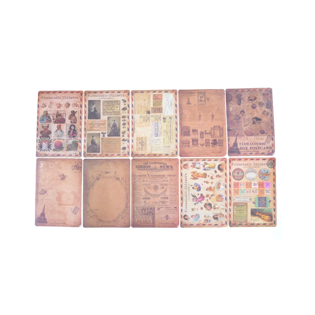 10 sheets Retro Stickers Paper Korean Stationery Scrapbooking Album
