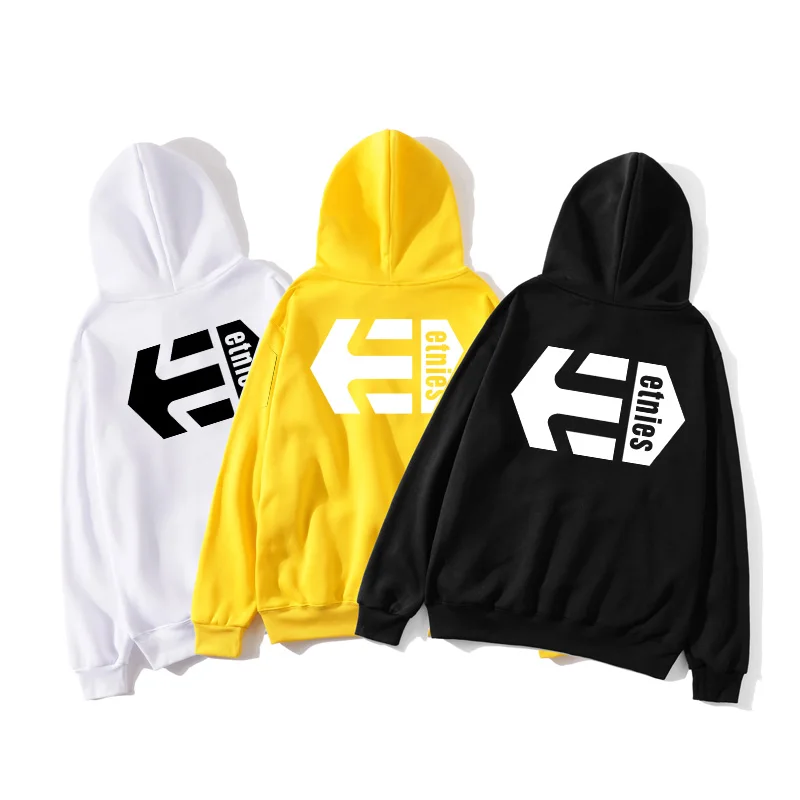

Brand Etnies Women's Long Sleeve Hoodie Etnies Letter Print Casual Hoodie Men and Women Fleece Fashion Hip Hop Women Sweatshirt