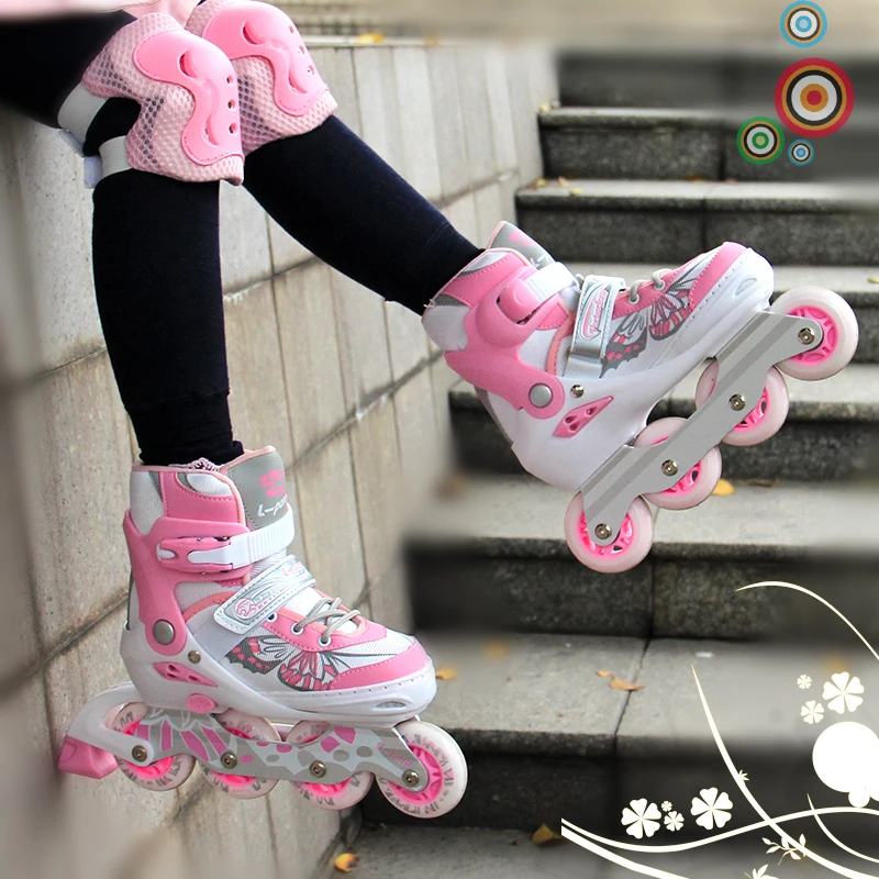 أطفال التزلج من ABEC-7 اضعا المحور ، حجم يمكن ضبط تزلج ، فلاش عجلات التزلج الأحذية مع حامي