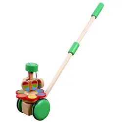 Детские деревянные игрушки ходунки детские первые шаги автомобиль игрушка-тележка для ребенка один стержень коляска мультфильм Животные