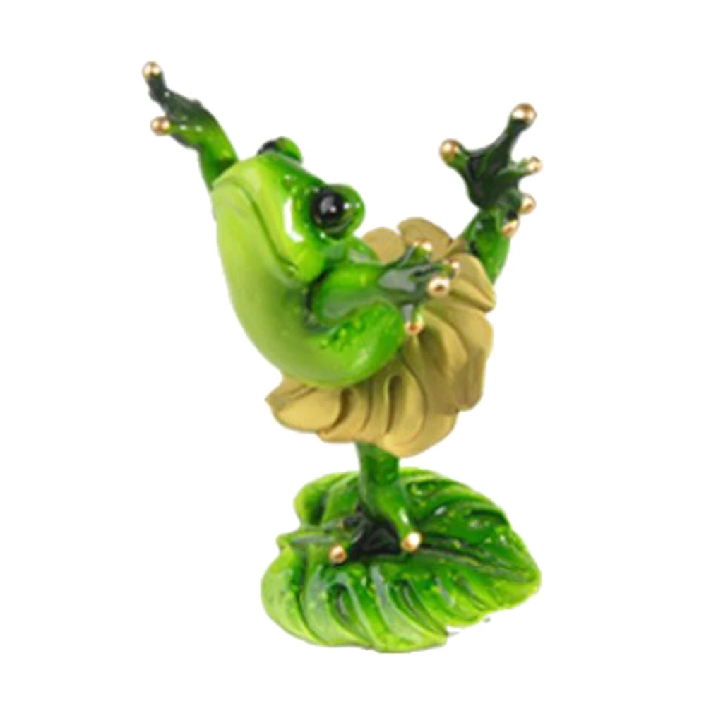 Resin Creative Dancing Frog Figurine Home Office Tabletop Decor Gift