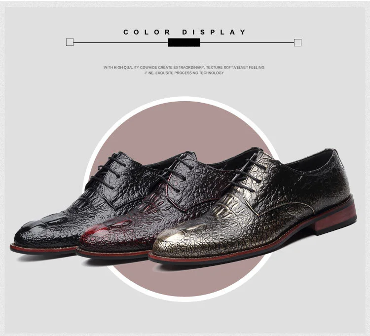 Роскошные брендовые кожаные мужские модельные туфли с узором «крокодиловая кожа»; классический винтажный дизайн; мужские деловые оксфорды; мужские кожаные туфли