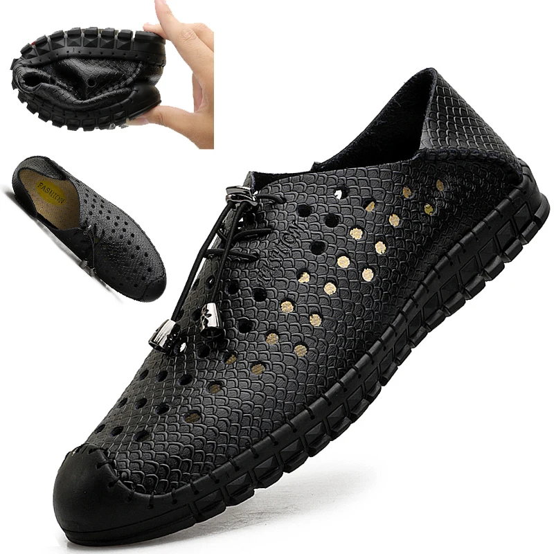 

Hollow Shoes New Summer Men's Sandals Men's Shoes Leather Casual Cool Shoes Breathable Men's Hole Shoes