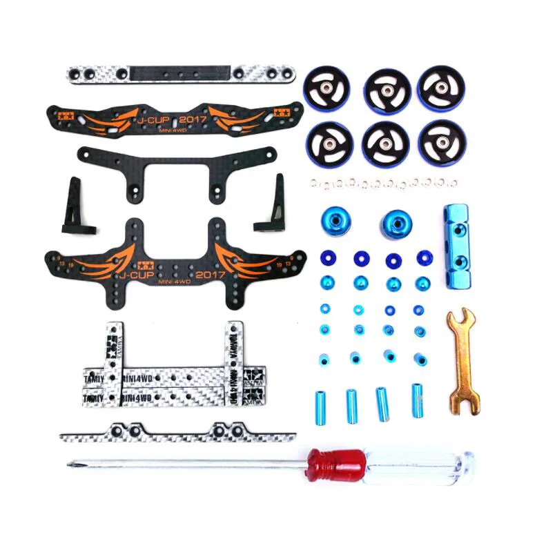 

MS Chassis Upgrade Parts Set 2017 Version Carbon Fiber Plates Guide Rollers Damper Bearing Kit for Tamiya Mini 4WD Car Model