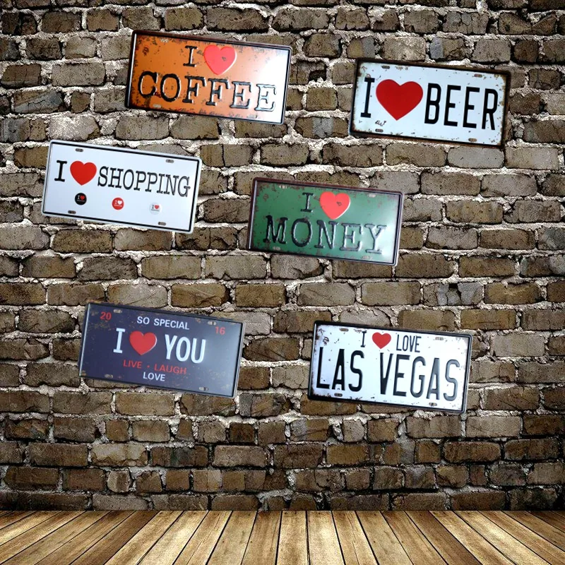 

License Plate Metal Painting Signs Vintage Wall Bar Home Art Decoration Mix Order 30X15CM B-9254