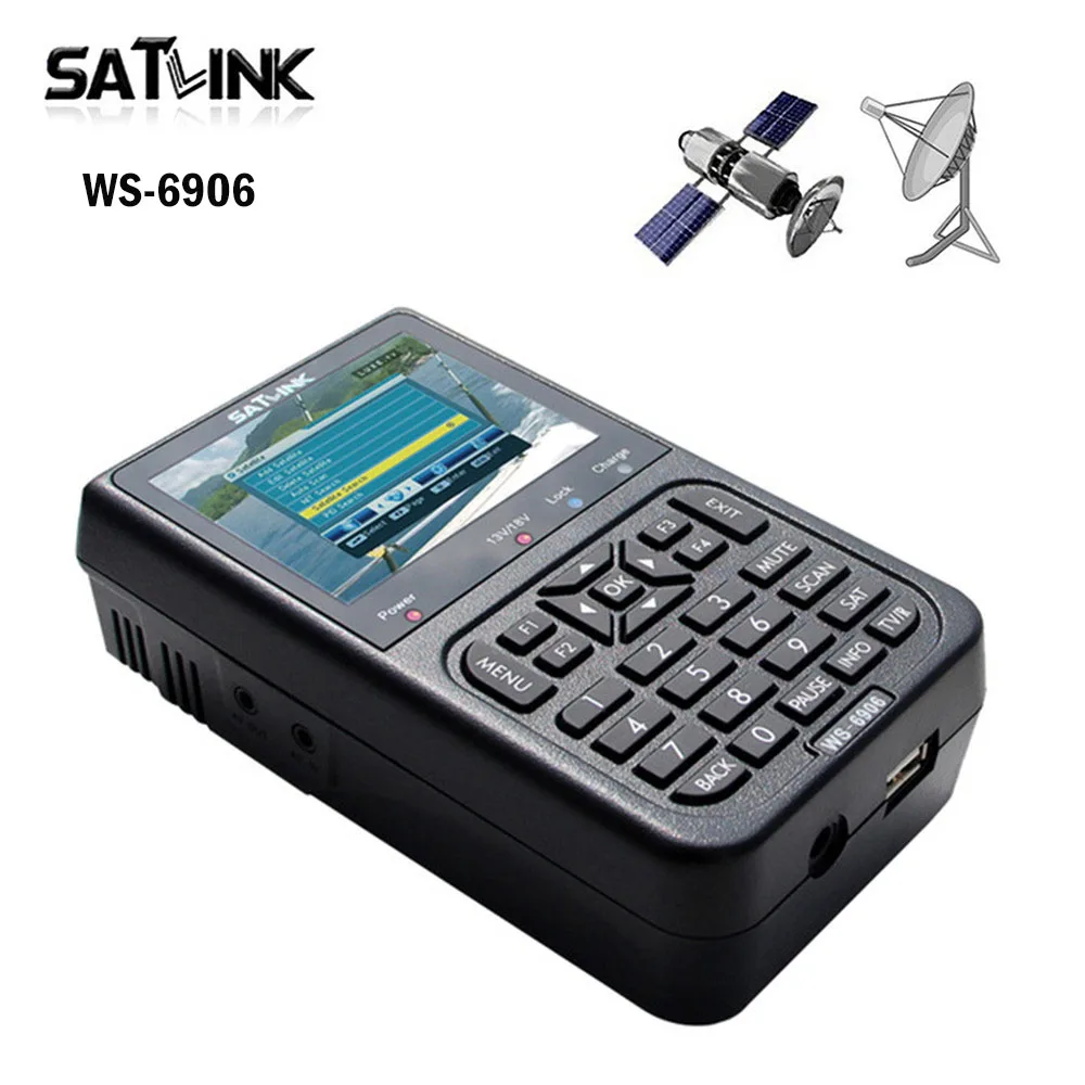 Горячие Satlink WS-6906 DVB-S цифровой ресивер fta спутниковый измеритель сигнала SatFinder 3,5 дюйма ЖК-дисплей Дисплей Satellite Finder WS6906 PK V8 прибор обнаружения