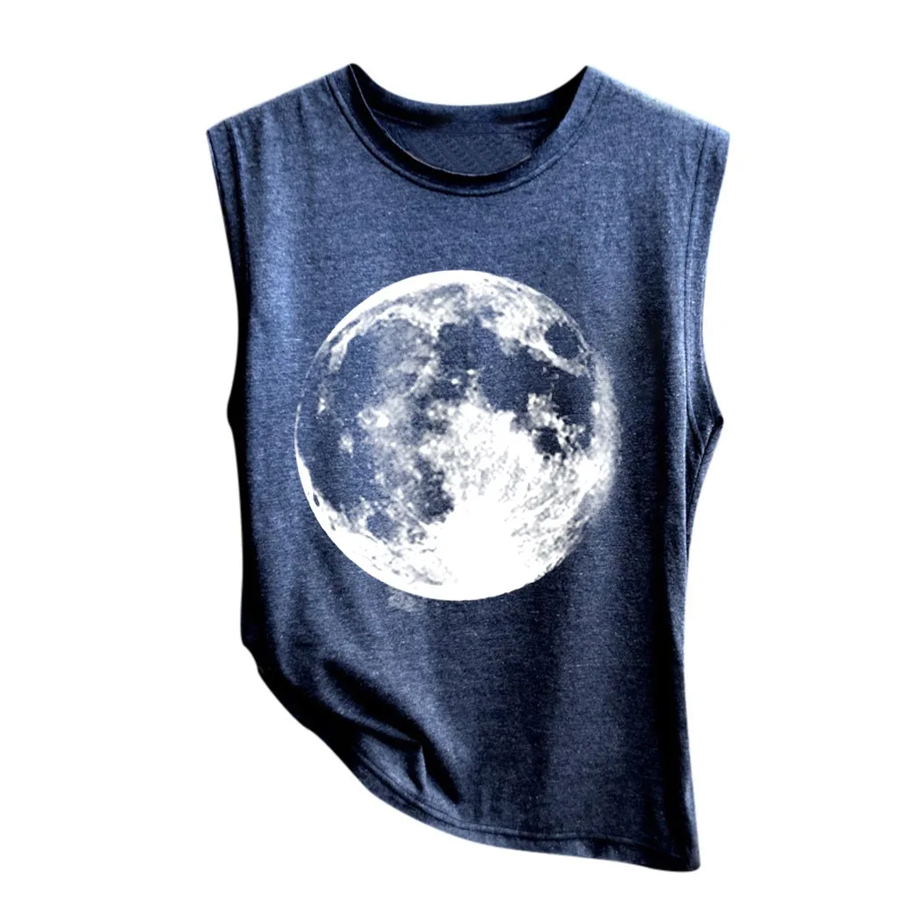 

Sexy Tops Women's Earth Print Vest Casual Loose Top Sleeveless Tank Camisole Sport Pullover Tunic Clothing Summer Beach