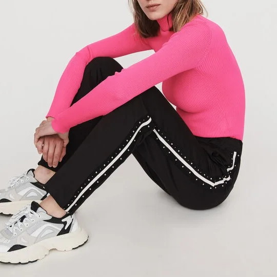 

2019 autumn and winter new women's rivets beaded women casual wild simple sports pants