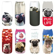 Носки с объемным изображением французского бульдога милые забавные женские носки с кошкой и собакой Летние удобные впитывающие пот хлопковые короткие носки