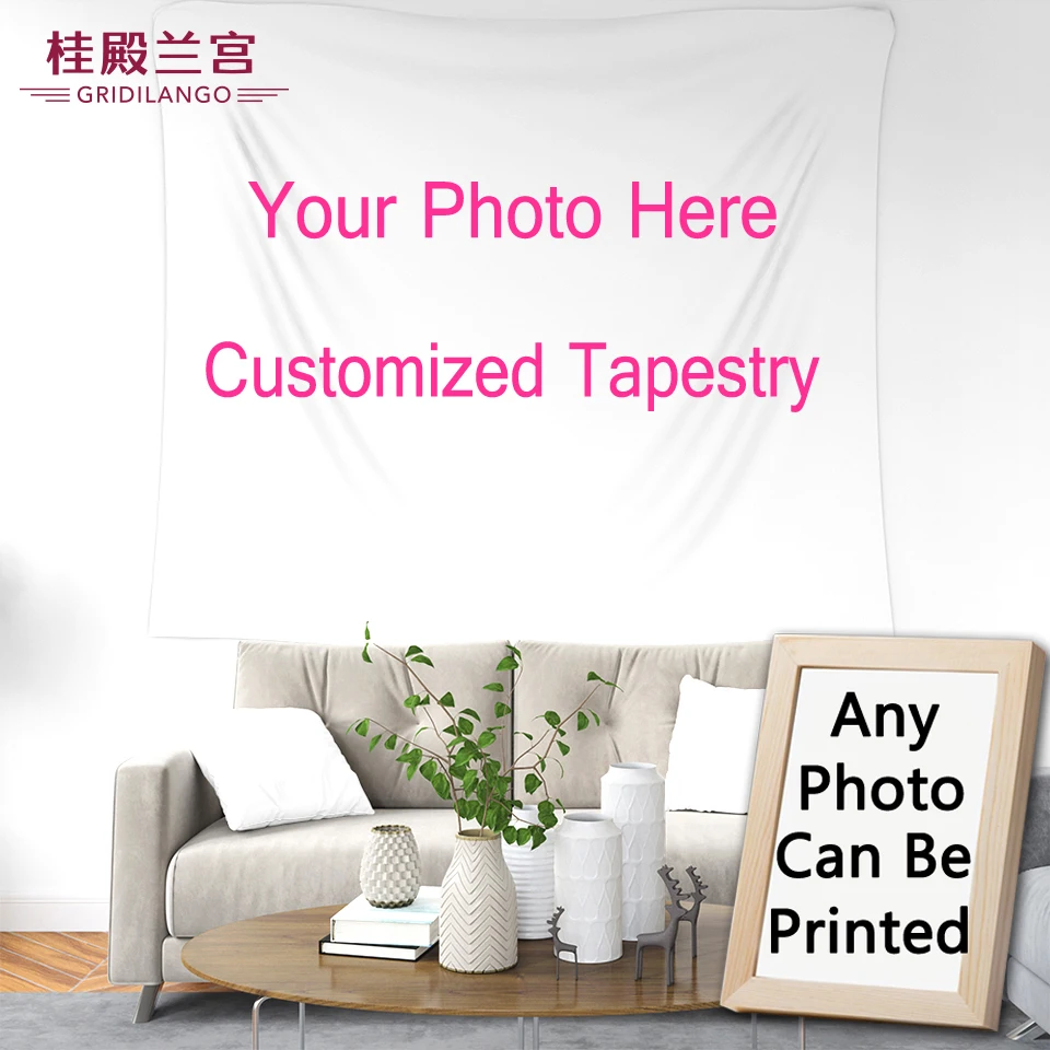

GRIDILANGO Customized Design Tapestry Wall Hanging Photo Custom Made Printed on Bed Sheet Yoga Mat Home Decor with Photo Frame