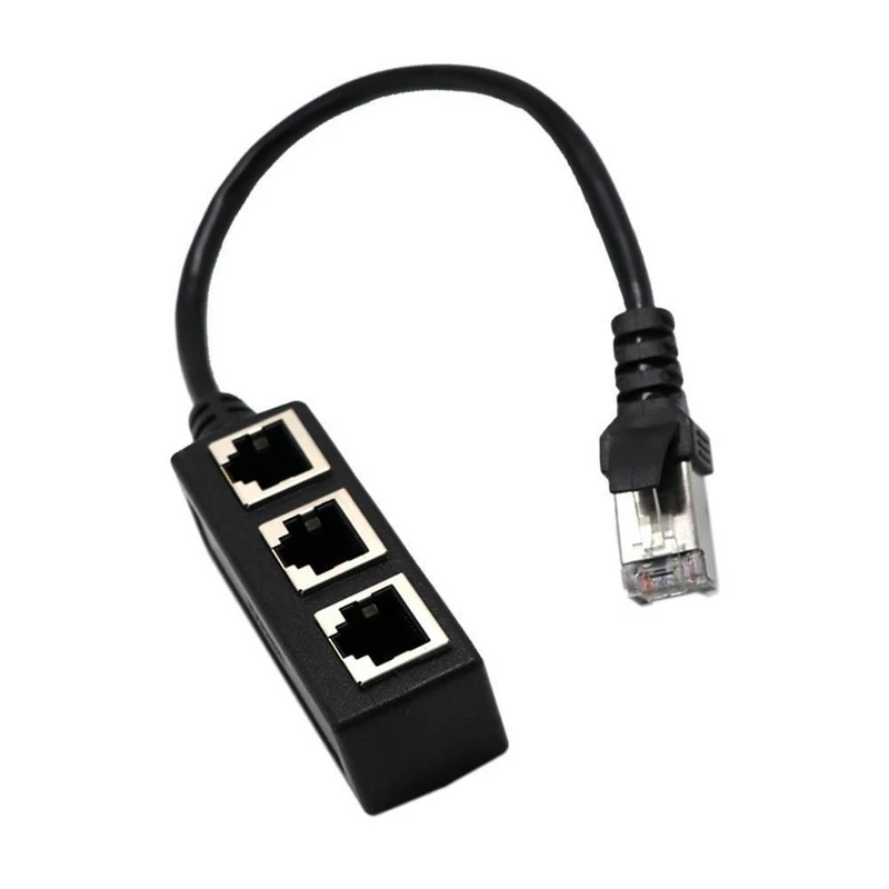 Mayitr 1pc 1 to 3 Socket LAN Plug Splitter Black ABS RJ45 Extender Connector Adapter for Ethernet Network