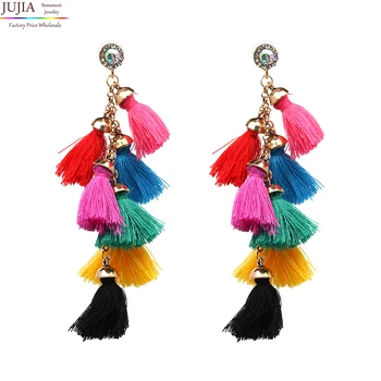 

Jujia Jewelry & Accessories Jewelry Earrings Fashion Women Statement Tassel Earrings For Women Drop Pom Pom Fringing Earrings
