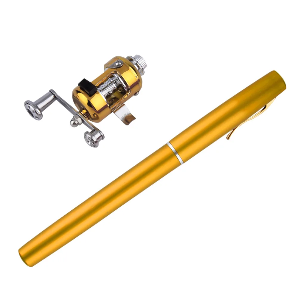 Mini Telescopic Fishing Rods Portable Pen Shape Aluminum Alloy Pocket Reel Poles 
