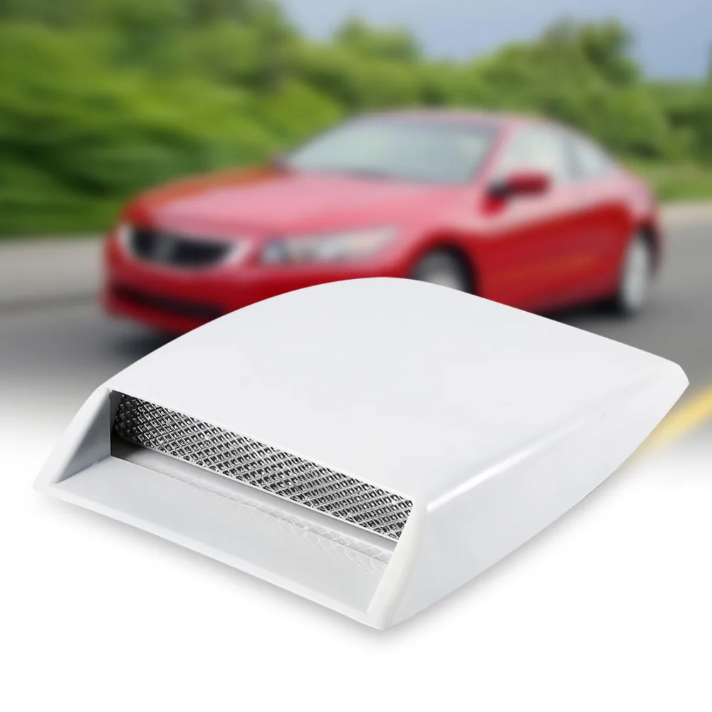 

Car Decorative Air Flow Intake Scoop ABS and Aluminum Grille Mesh Bonnet Vent Cover Hood Sticker White Car Styling Universal