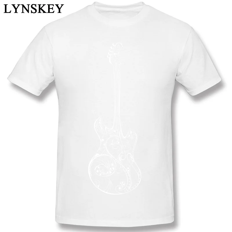 Newest Male T-Shirt Round Neck Summer Autumn Short Sleeve 100% Cotton Tops Shirt Love Music Guitar Street Tee-Shirts white