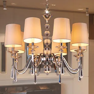 Modern brief k9 crystal pendant light living room bedroom lamp fabric | Лампы и освещение