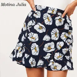 Motina Julia шикарная юбка с цветочным принтом Нижняя юбка с оборками Мини-юбка нижняя Бохо пляжная одежда