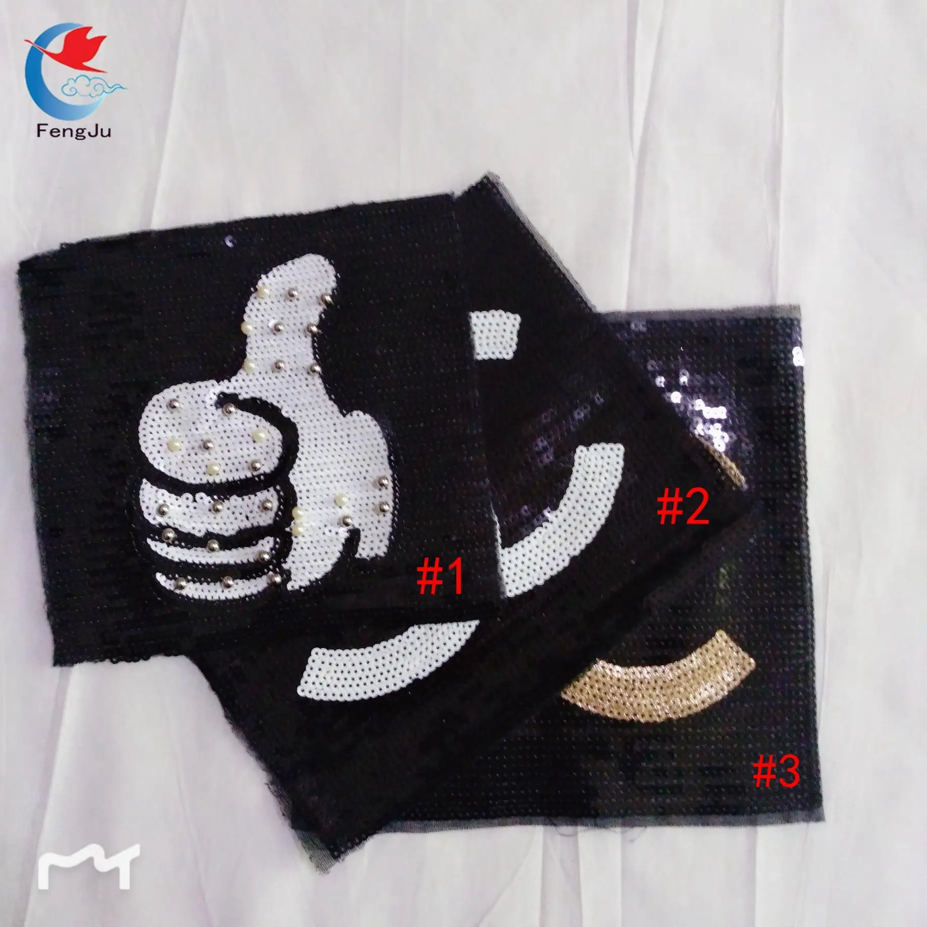 

FengJu Thumb pics Partial Sequined Patches for Clothes T-shirt sew on Patches Decorative Patches Sewing Repair Decration 1pc