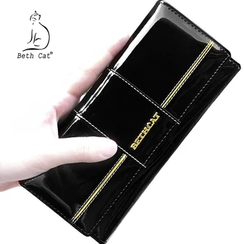 

BETH CAT New Fashion Genuine Leather Women Wallet Female Hasp Purse Long Coin Purses Ladies Wallets Cowhide Red