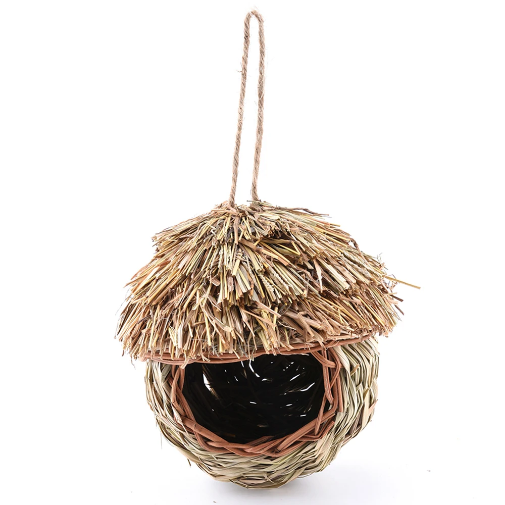 

Straw Bird Nest Birdhouse For Parrot Hamster Small Animal's Cage Birds Breeding Nest Bird House Home Hanging Decor Ornaments