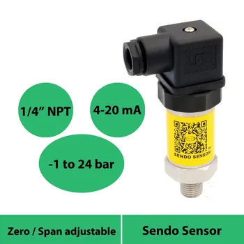 

4-20mA pressure sensor, -1 24 bar, -0.1 to 2.4 mpa, 12 24 36 volts supply, 1/4"NPT, 0.5 fs acc, stainless steel 316L diaphragm