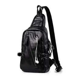Брендовая мужская сумка на грудь кожаная сумка через плечо черная винтажная сумка через плечо для мужчин нагрудная Поясная Сумка