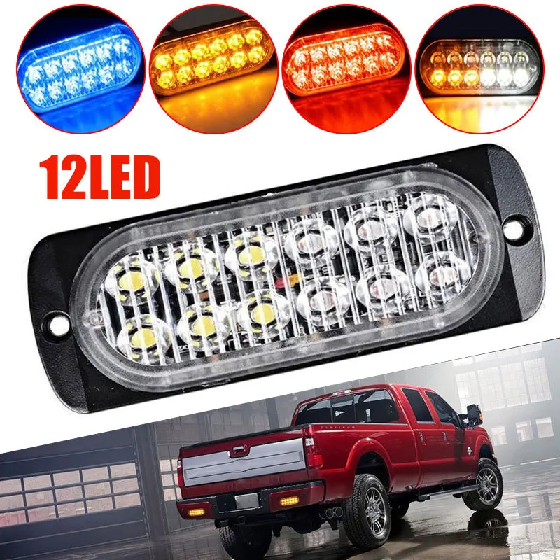 

2Pcs 12V-24V Ultra Thin Car Light 12 LED Flash Strobe Car Truck Trailer Marker Light Auto Emergency Warning Lamp Car accessories