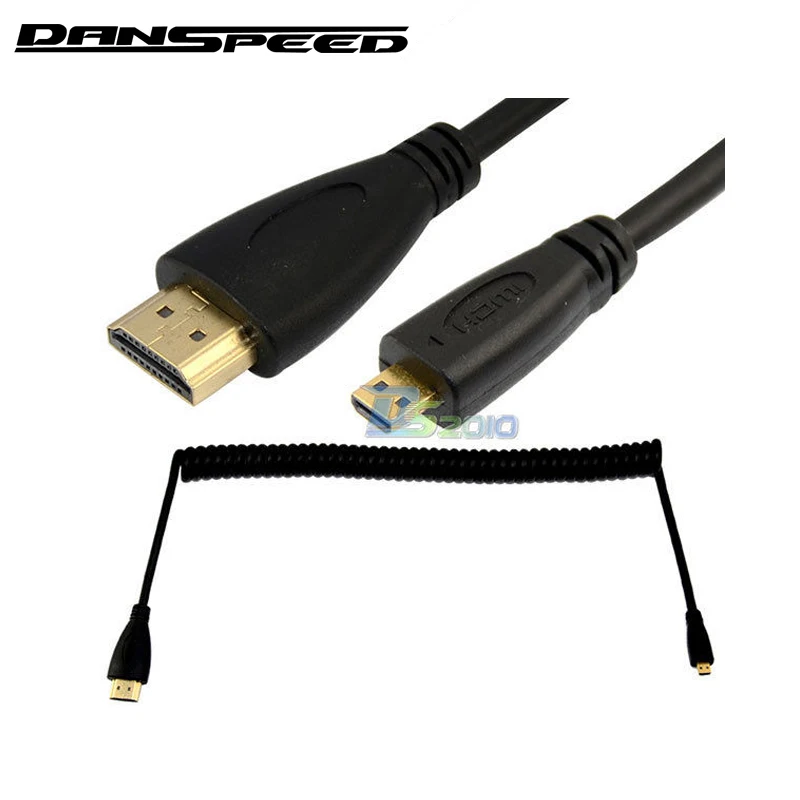

DANSPEED 10FT 3M Spiral Coiled Extension Male to Male M/M HDMI to Micro HDTV Cable For Smartphone Connect