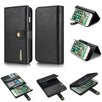 

DG.Ming Wallet Vintage Leather Case For iPhone7 Plus Multi-functional Cards Slot Megnetic Wallet Flip Cover For iPhone8 Plus